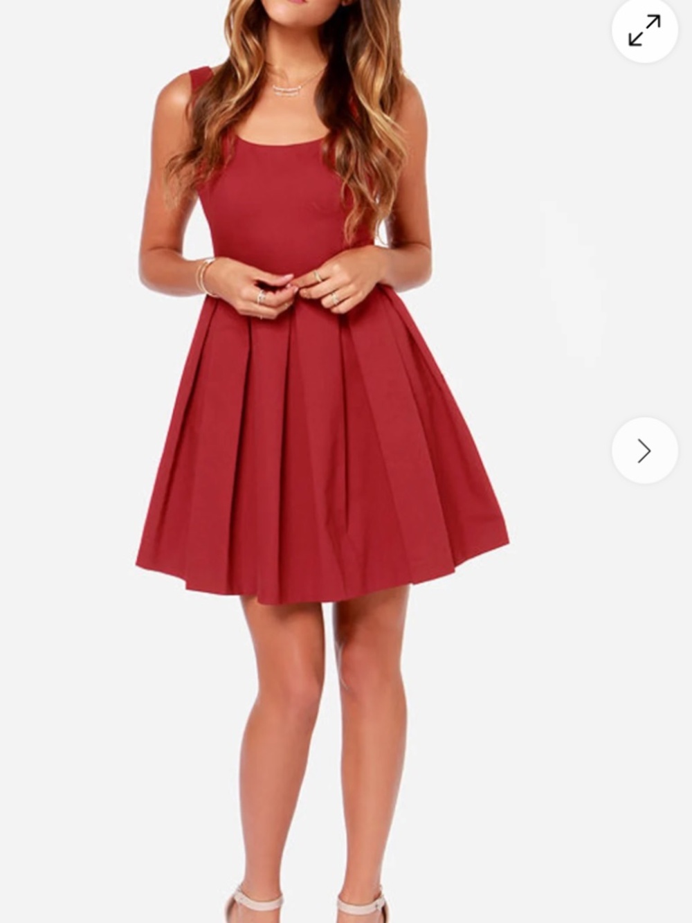 BB Dakota Red Pleated Fit-and-Flare Mini Dress